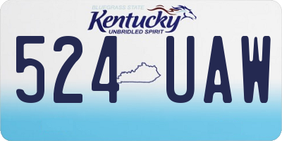 KY license plate 524UAW