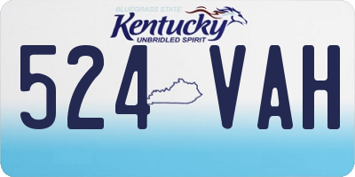 KY license plate 524VAH