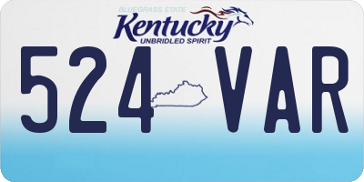 KY license plate 524VAR