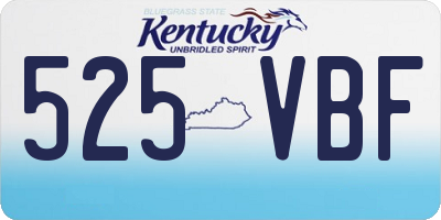KY license plate 525VBF