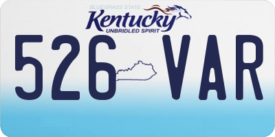 KY license plate 526VAR