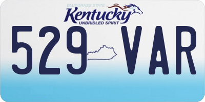 KY license plate 529VAR