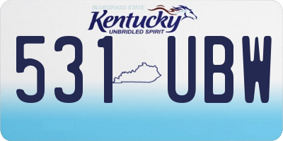 KY license plate 531UBW