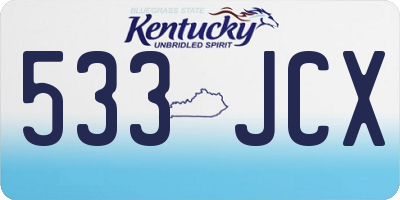 KY license plate 533JCX