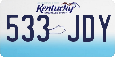 KY license plate 533JDY