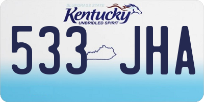 KY license plate 533JHA