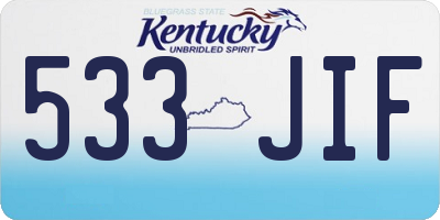 KY license plate 533JIF