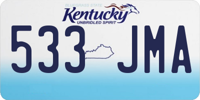 KY license plate 533JMA