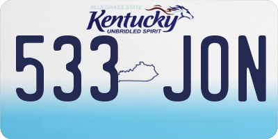 KY license plate 533JON