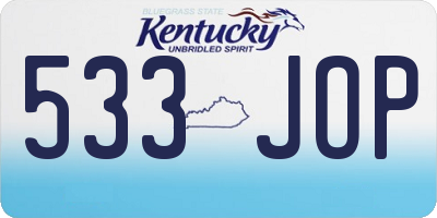 KY license plate 533JOP