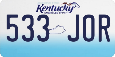 KY license plate 533JOR