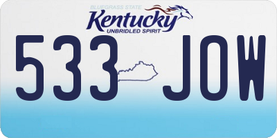 KY license plate 533JOW
