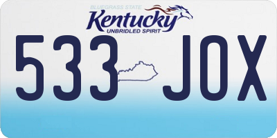 KY license plate 533JOX