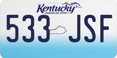 KY license plate 533JSF