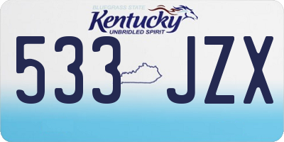 KY license plate 533JZX