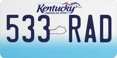 KY license plate 533RAD