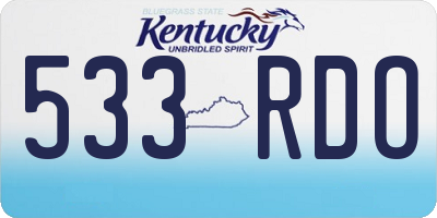 KY license plate 533RDO