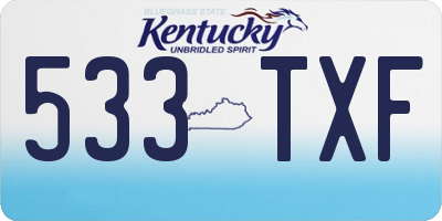 KY license plate 533TXF