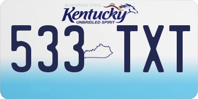 KY license plate 533TXT