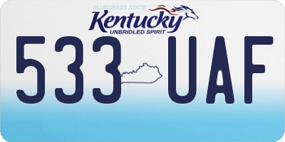 KY license plate 533UAF
