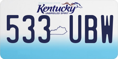 KY license plate 533UBW
