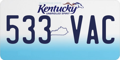 KY license plate 533VAC