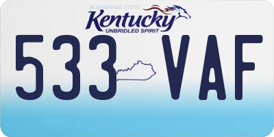 KY license plate 533VAF