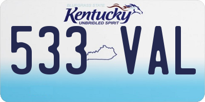 KY license plate 533VAL