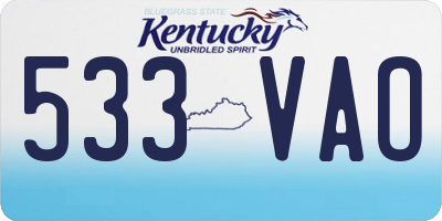 KY license plate 533VAO
