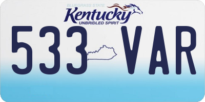 KY license plate 533VAR