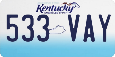 KY license plate 533VAY