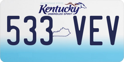 KY license plate 533VEV