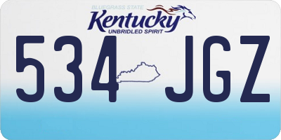 KY license plate 534JGZ