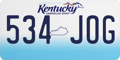 KY license plate 534JOG