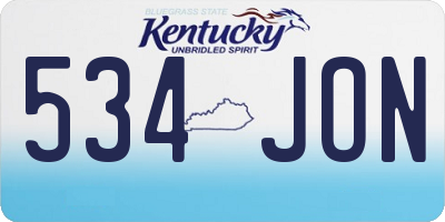 KY license plate 534JON