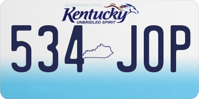 KY license plate 534JOP