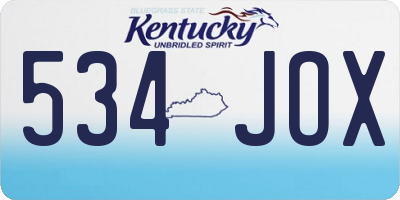 KY license plate 534JOX