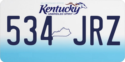 KY license plate 534JRZ