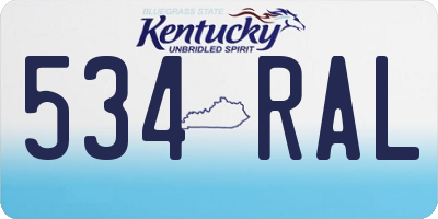 KY license plate 534RAL