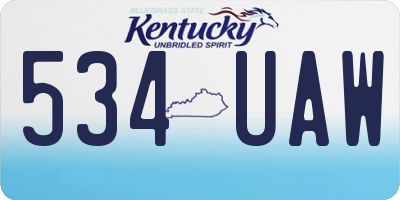 KY license plate 534UAW
