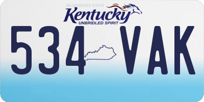 KY license plate 534VAK