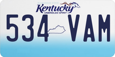 KY license plate 534VAM