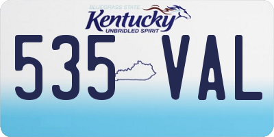 KY license plate 535VAL