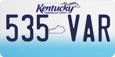 KY license plate 535VAR