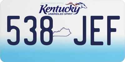 KY license plate 538JEF
