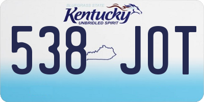 KY license plate 538JOT