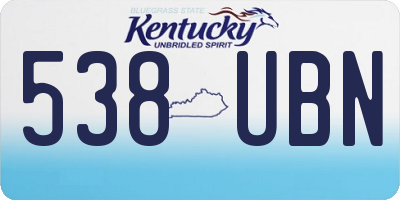 KY license plate 538UBN