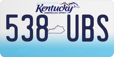 KY license plate 538UBS