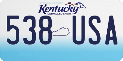 KY license plate 538USA