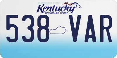 KY license plate 538VAR